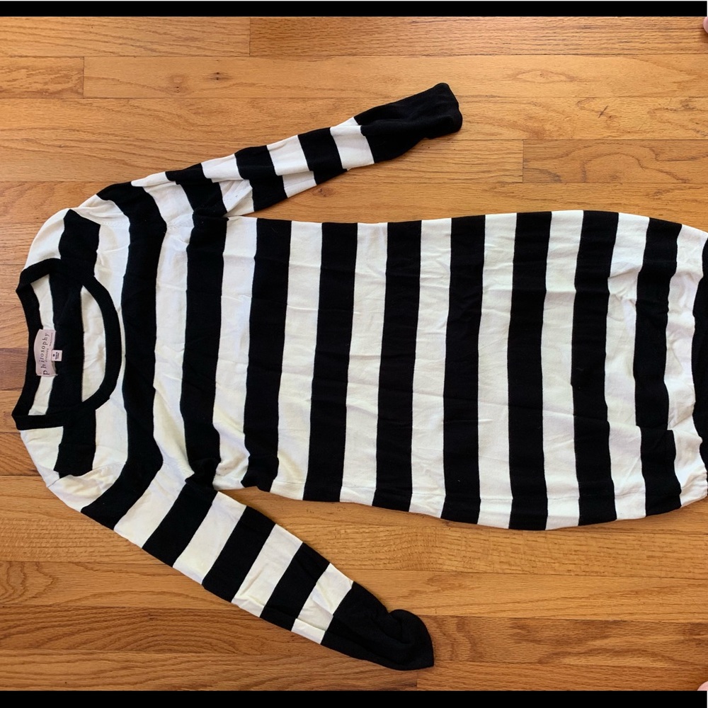 Black and White Striped Philosophy Sweater Dress